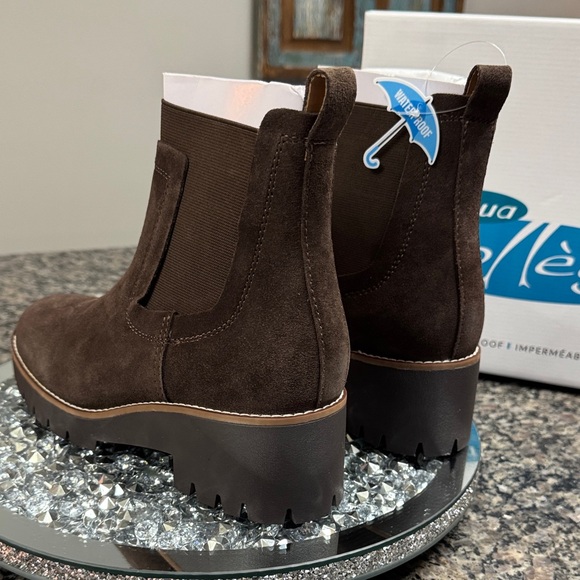 Aqua College Demi leather waterproof Dark Brown m chunky Ankle Booties NEW 9.5 - Picture 7 of 14